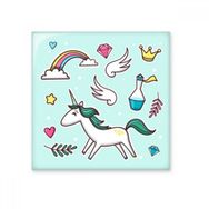 Dıythinker Gökkuşağı Kanatları Kalp Taç Tek Boynuzlu At Parlak 10x10 cm Seramik Karo