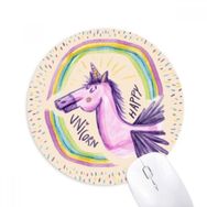 Dıythinker Gökkuşağı Kanatları Mor Tek Boynuzlu At Baskılı Yuvarlak Kaymaz Kauçuk Mouse Pad