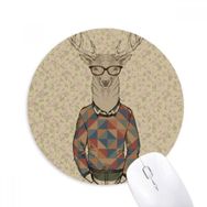 Dıythinker Gözlükler Geyik Hayvan Sanatsal Efekt Renkli Baskılı Yuvarlak Kaymaz Kauçuk Mouse Pad