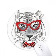 Dıythinker Gözlükler Kaplan Yakışıklı Hayvan Baskılı Yuvarlak Kaymaz Kauçuk Mouse Pad