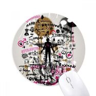 Dıythinker Grafiti Sokak Çiçek İnsan Desenli Baskılı Yuvarlak Kaymaz Kauçuk Mouse Pad