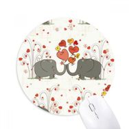 Dıythinker Gri Öpüşen Filler Sevgililer Günü Baskılı Yuvarlak Kaymaz Kauçuk Mouse Pad