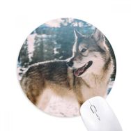 Dıythinker Gülümseme Beyaz Köpek Kar Resmi Baskılı Yuvarlak Kaymaz Kauçuk Mouse Pad