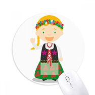 Dıythinker Gülümseme Sarışın Polonya Çizgi Film Baskılı Yuvarlak Kaymaz Kauçuk Mouse Pad
