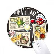 Dıythinker Gurme Bar Biftek Çorba Limonata Baskılı Yuvarlak Kaymaz Kauçuk Mouse Pad
