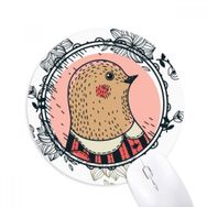 Dıythinker Güvercin Çiçek Yaprağı Çizgi Film İllüstrasyon Desen Baskılı Yuvarlak Kaymaz Kauçuk Mouse Pad