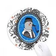 Dıythinker Güvercin Şapka Çiçek Yaprağı Çizgi Film İllüstrasyon Baskılı Yuvarlak Kaymaz Kauçuk Mouse Pad