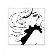 Dıythinker Güzel Kız Uzun Kıvırcık Saçlı Bayan Silüeti İllüstrasyon Desen Seramik Biske Fayans Dekorasyon 20x20 cm Seramik Karo