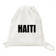 Dıythinker Haiti Ülke Adı Siyah Kanvas İpli Sırt Çantası