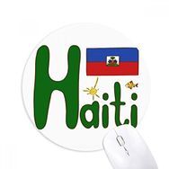 Dıythinker Haiti Ulusal Bayrak Kırmızı Mavi Desen Baskılı Yuvarlak Kaymaz Kauçuk Mouse Pad