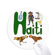 Dıythinker Haiti Ulusal Simge Simgesi Desenli Baskılı Yuvarlak Kaymaz Kauçuk Mouse Pad