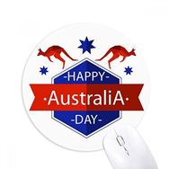 Dıythinker Happy Australia Day Devekuşu ve Yıldız İllüstrasyonu Baskılı Yuvarlak Kaymaz Kauçuk Mouse Pad