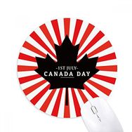 Dıythinker Happy Canada Day 4 Temmuz Siyah Akçaağaç Yaprağı Baskılı Yuvarlak Kaymaz Kauçuk Mouse Pad