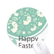 Dıythinker Happy Easter Day Yeşil Renkli Yumurta Tavşanı Baskılı Yuvarlak Kaymaz Kauçuk Mouse Pad