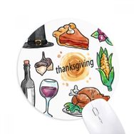 Dıythinker Happy Şükran Günü Suluboya Desenli Baskılı Yuvarlak Kaymaz Kauçuk Mouse Pad