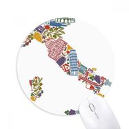 Dıythinker Haritası İtalya Simgesi Ulusal Bayrak Mimarisi Baskılı Yuvarlak Kaymaz Kauçuk Mouse Pad