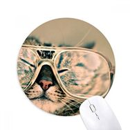 Dıythinker Hayvan Gözlükleri Kedi Fotoğrafı Çekimi Baskılı Yuvarlak Kaymaz Kauçuk Mouse Pad
