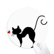 Dıythinker Hayvan Kalp Şekilli Kedi Sihouette Baskılı Yuvarlak Kaymaz Kauçuk Mouse Pad