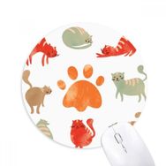 Dıythinker Hayvan Sevimli Kedi Aile Ayak İzi Baskılı Yuvarlak Kaymaz Kauçuk Mouse Pad