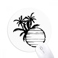 Dıythinker Hindistan Cevizi Ağacı Siyah Plaj Silüeti Baskılı Yuvarlak Kaymaz Kauçuk Mouse Pad