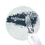Dıythinker Hip-Hop Özgürlük Din Melek Desenli Baskılı Yuvarlak Kaymaz Kauçuk Mouse Pad