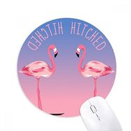 Dıythinker Hitched Flamingo Çift Baskılı Yuvarlak Kaymaz Kauçuk Mouse Pad