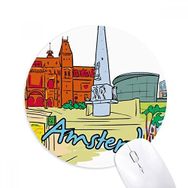 Dıythinker Hollanda Armsterdam Suluboya Baskılı Yuvarlak Kaymaz Kauçuk Mouse Pad