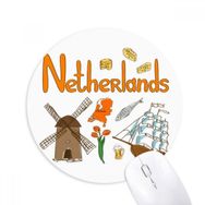 Dıythinker Hollanda Ulusal Simge Simgesi Desenli Baskılı Yuvarlak Kaymaz Kauçuk Mouse Pad