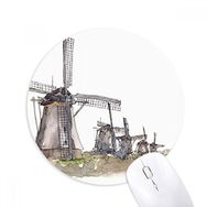 Dıythinker Hollanda'da Yel Değirmeni Baskılı Yuvarlak Kaymaz Kauçuk Mouse Pad
