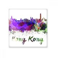 Dıythinker Hong Kong Çin Ülke Şehir Suluboya İllüstrasyon Dekorasyon 10x10 cm Seramik Karo