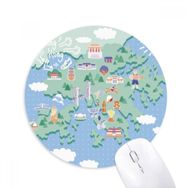 Dıythinker Hong Kong Haritası Ünlü Yerler Çin Baskılı Yuvarlak Kaymaz Kauçuk Mouse Pad