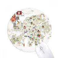 Dıythinker Hong Kong Yürüyüş Yerleri Haritası Çin Baskılı Yuvarlak Kaymaz Kauçuk Mouse Pad