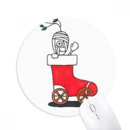 Dıythinker Horus Noel Kızağı Yaprak Çiçek Baskılı Yuvarlak Kaymaz Kauçuk Mouse Pad
