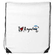 Dıythinker I Love Argenting Kelime Bayrağı Aşk Kalp İllüstrasyon İpli Sırt Çantası