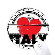 Dıythinker I Love Italy Kelime Aşk Kalp Baskılı Yuvarlak Şekilli Baskılı Yuvarlak Kaymaz Kauçuk Mouse Pad