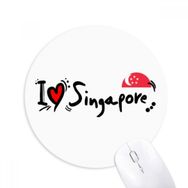 Dıythinker I Love Singapur Kelime Bayrağı Aşk Kalp İllüstrasyon Baskılı Yuvarlak Kaymaz Kauçuk Mouse Pad