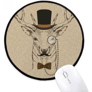 Dıythinker İngiliz Tarzı Nazik Sakal Geyik Şapka Papyon Hayvan Yuvarlak Kaymaz Mouse Pad