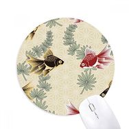 Dıythinker Japon Balığı Su Yabani Ot Japon Baskılı Yuvarlak Kaymaz Kauçuk Mouse Pad
