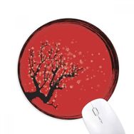 Dıythinker Japon Kültürü Kırmızı Beyaz Sakura Sanat Deseni Baskılı Yuvarlak Kaymaz Kauçuk Mouse Pad