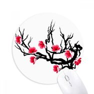 Dıythinker Japon Kültürü Kırmızı Siyah Sakura Desenli Baskılı Yuvarlak Kaymaz Kauçuk Mouse Pad