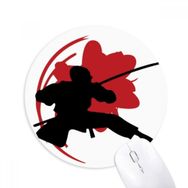 Dıythinker Japon Samuray Sakura Silüeti Asya Baskılı Yuvarlak Kaymaz Kauçuk Mouse Pad