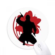 Dıythinker Japon Samuray Sakura Silüeti İllüstrasyon Baskılı Yuvarlak Kaymaz Kauçuk Mouse Pad
