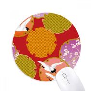 Dıythinker Japon Sanatı Japon Tarzı Vinç Baskılı Yuvarlak Kaymaz Kauçuk Mouse Pad