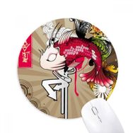 Dıythinker Japon Sazan Dalgaları Desenli Baskılı Yuvarlak Kaymaz Kauçuk Mouse Pad