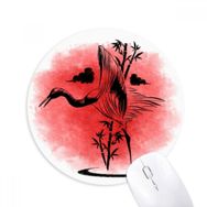 Dıythinker Japon Tarzı Kırmızı Vinç Baskılı Yuvarlak Kaymaz Kauçuk Mouse Pad
