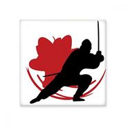 Dıythinker Japonya Asya Samuray Katana Sakura Aksiyon Silüeti 10x10 cm Seramik Karo