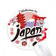 Dıythinker Japonya Kırmızı Siyah Harita Kız Şanslı Kedi Baskılı Yuvarlak Kaymaz Kauçuk Mouse Pad