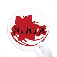 Dıythinker Japonya Ninja Kelimeler Sakura Silüeti Baskılı Yuvarlak Kaymaz Kauçuk Mouse Pad
