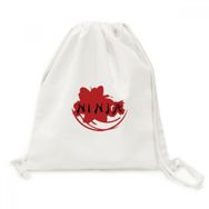 Dıythinker Japonya Ninja Kelimeler Sakura Silüeti Kanvas İpli Sırt Çantası