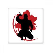 Dıythinker Japonya Samuray Sakura Silüeti İllüstrasyon 10x10 cm Seramik Karo
